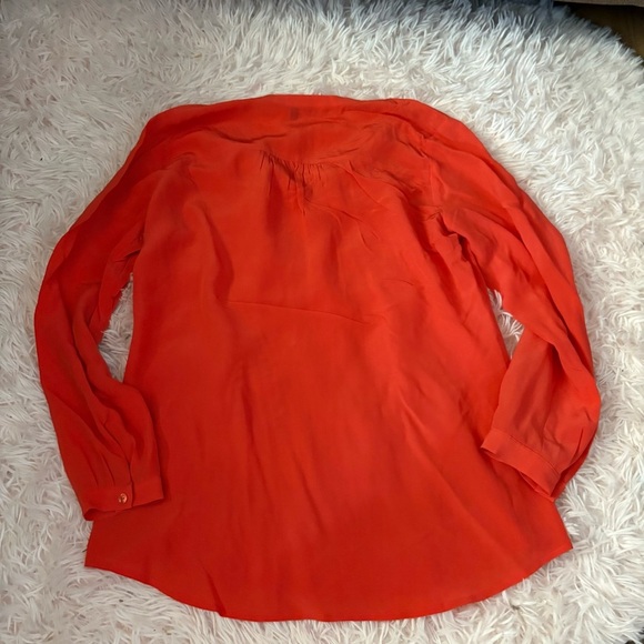 Eileen Fisher 100% Silk Orange Blouse Top XS Long Sleeve Button Down - Picture 6 of 6